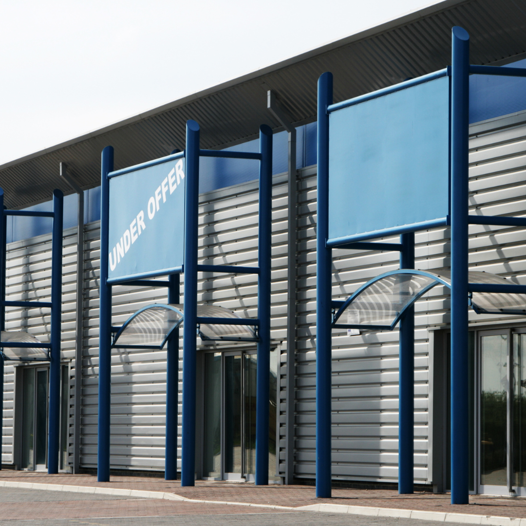 Industrial unit exterior with steel cladding